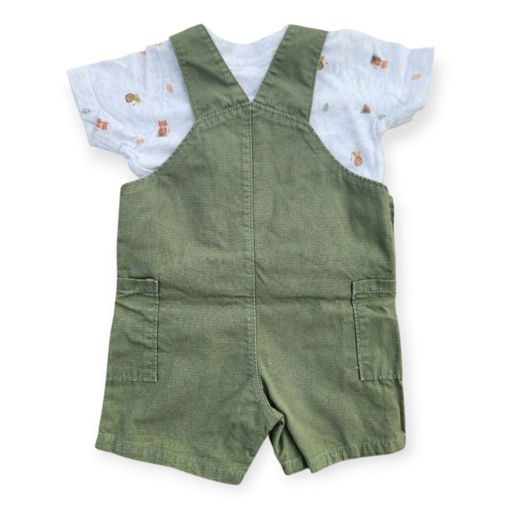 Carter's 2 Pieces Tee-Shorts Overalls Adjustable Straps Baby Boys Size 12 Months - Picture 4 of 14